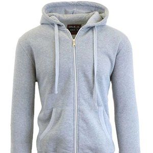 Galaxy By Harvic Men's Fleece Zip-Up Hoodie (Grey)